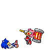 Amy beating Sonic